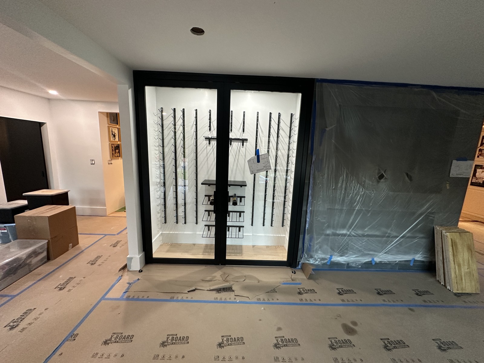Finished glass wine room in the living space